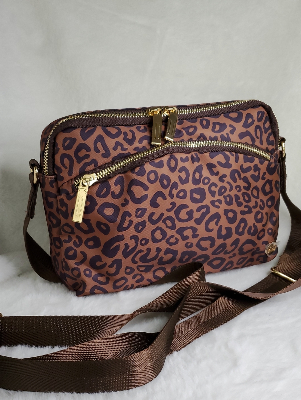 Leopard Print Brown Crossbody Bag - Women's Shoulder Bag